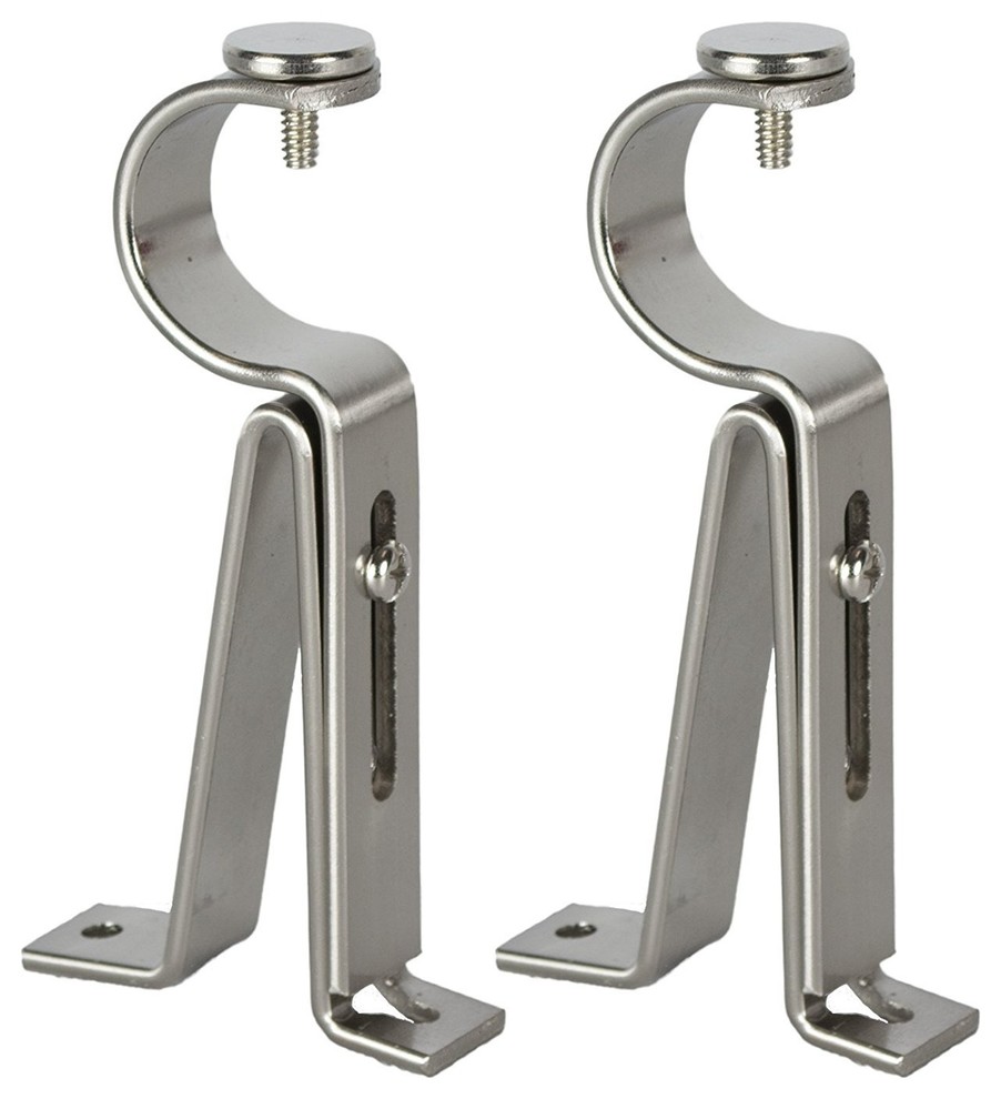 Urbanest Adjustable Rod Bracket, up to 1 1/8" Rod, Brushed Steel, Set