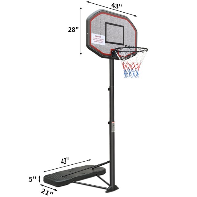 HooKung Portable Junior Basketball Hoop Stand Free with 43'' Backboard