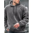 thumbnail image 3 of FOCUSNORM Men Plush Loose Hoodies Solid Color Drawstring Hooded Sweatshirts Long Sleeve Tops Fall Winter Casual Pullovers, 3 of 7