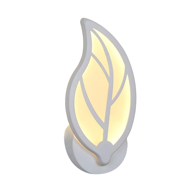 Lámpara de pared LED de 12 W con forma de hoja para interiores, moderna, para dormitorio, baño, porche, luz blanca cálida.