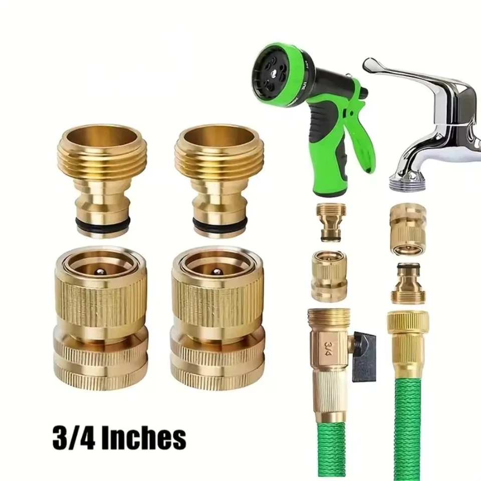 PURELY- Garden Hose Quick Connector. ¾ Inch Ght Solid Brass Easy Connect Fittings