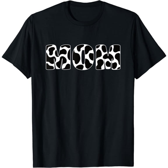Black White Mom Cow Print Animal Pattern T-Shirt