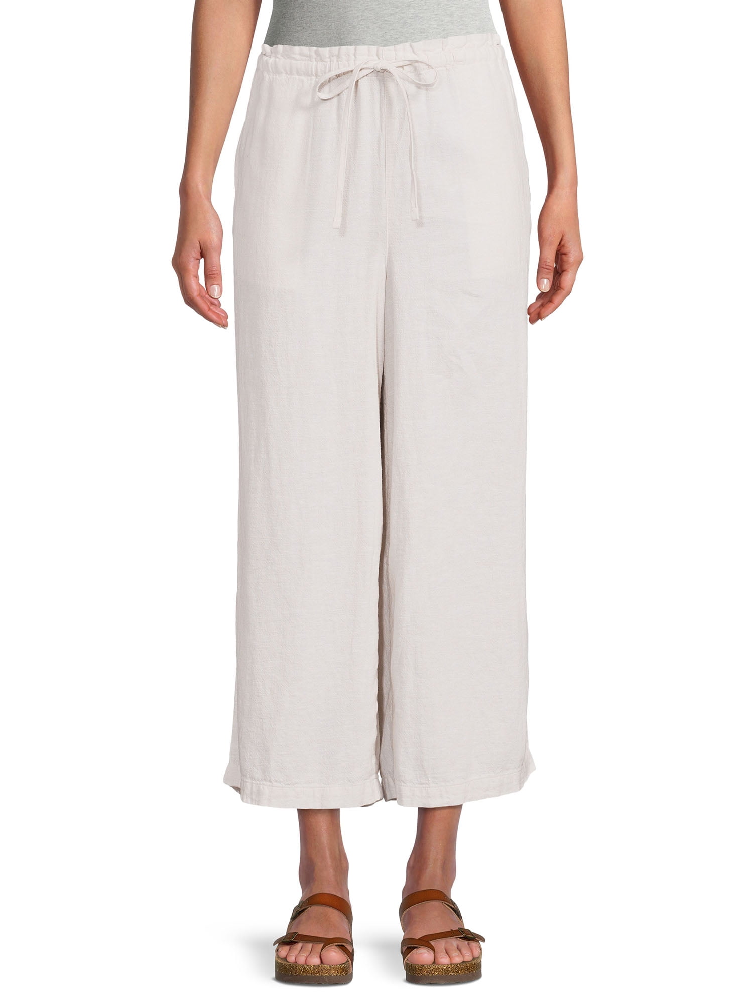 Women's Drawstring Linen Summer Casual Shorts Holiday Pants High Waist Trouser 