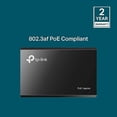 thumbnail image 2 of TP-LINK 802.3af Gigabit PoE Injector | Convert Non-PoE to PoE Adapter | Auto Detects the Required Power, up to 15.4W | Plug & Play | Distance Up to 100 meters (328 ft.) | Black (TL-PoE150S), 2 of 5