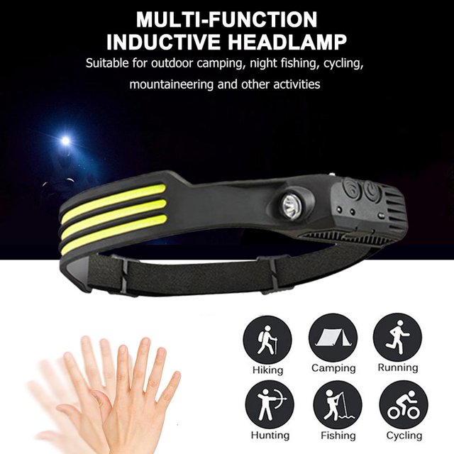 Escalada COB LED Sensor Faro Linterna USB Camping al aire libre Fuerte (C Blanco)