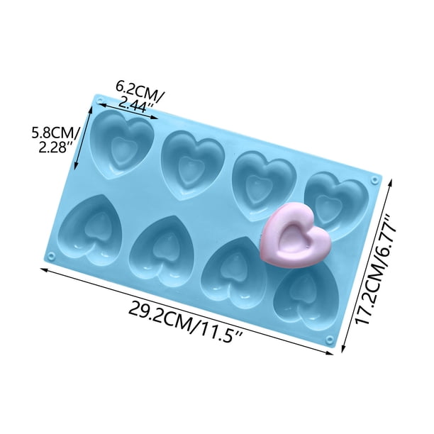Pisexur Batería de cocina Moldes de silicona hechos a mano con forma de corazón de 8 cavidades para chocolate y cubitos de hielo de San Valentín, ideales para crear d para la cocina del hogar