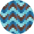 thumbnail image 1 of Ahgly Tapis Rond Lavable en Machine Intérieur Transitionnel Turquoise Bleu Vif, 8 Pieds Rond, 1 of 7