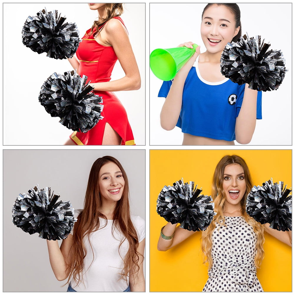 STRANDCHIC Cheerleader Props Cheering Pom Pom Black PVC 2Pcs