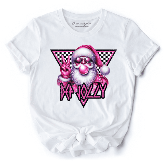 Pink Santa Blowing Bubblegum T‑Shirt, Def Jolly Coquette Retro Christmas Tee