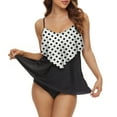 thumbnail image 7 of Tummy Control Swimdress for Women Polka Dots Print Swimsuits Ruffled Flowy Swimdress 2 Piece Tankini Set with Shorts, 7 of 7