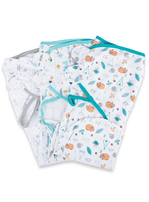 SUGARDAY Swaddle Blankets for Boys Girls Swaddle Wrap 0-12 Months 3-Way Adjustable Cotton Sleepsack 3 pcs