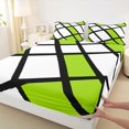 thumbnail image 3 of Erosebridal Abstract Geometry Grid Bed Sheets Set Queen Size,Green Aesthetic Art Bedding Sets Queen Size,Geometric Pattern Bed Sheets Queen,Microfiber Room Decoration,4-Piece, 3 of 7