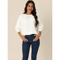 thumbnail image 2 of Unique Bargains Women's Casual 3/4 Sleeve Dolman Tops Crew Neck Shirts, 2 of 5