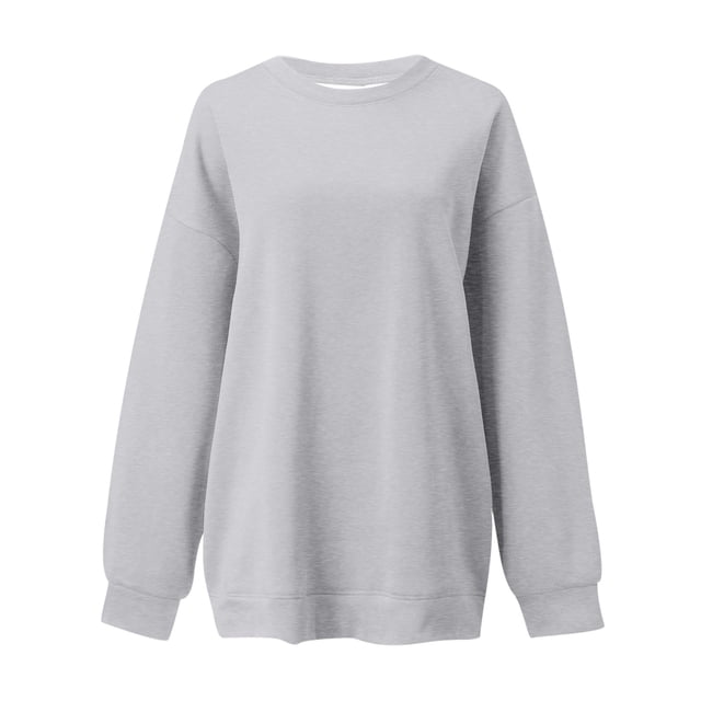 WEAIXIMIUNG Chandail Vert Mode Femme Décontracté Couleur Unie Col Rond Ample à Manches Longues