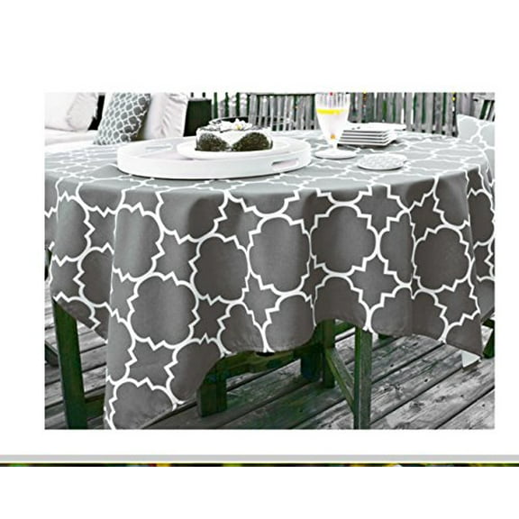 Panama Tile Pattern Fabric Zippered Umbrella Grey Tablecloth Harman Home (70 Round Umbrella)