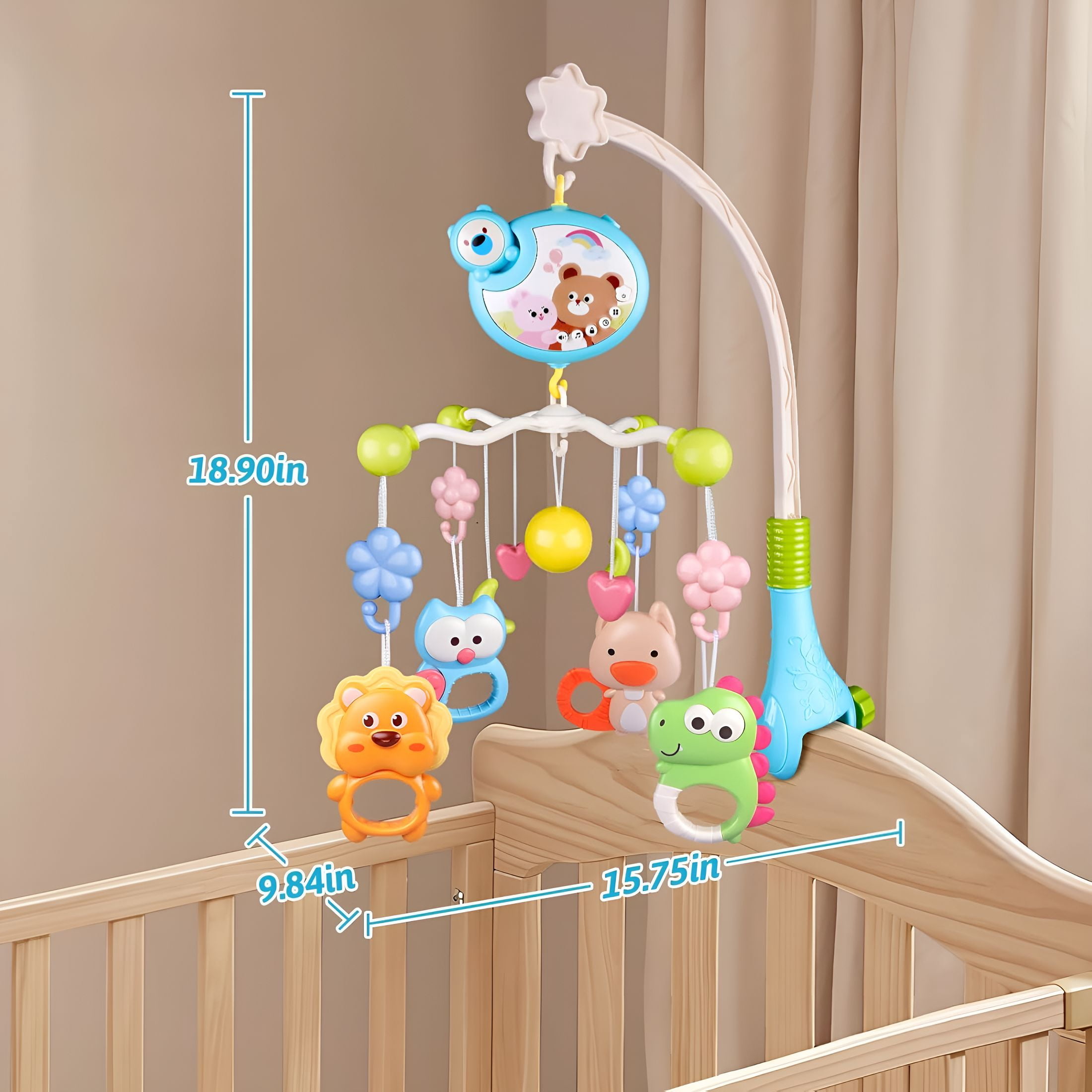 CYFW Baby Crib Mobile Toys with Music,Light and Remote – 5 Toys