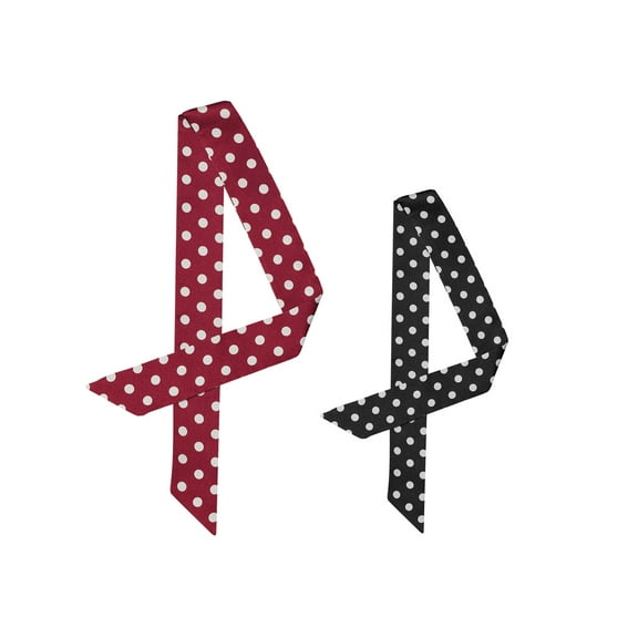 INSPIRE CHIC 2Pcs 50s Skinny Silky Polka Dots Waistband Narrow Neck Scarf Red&Black