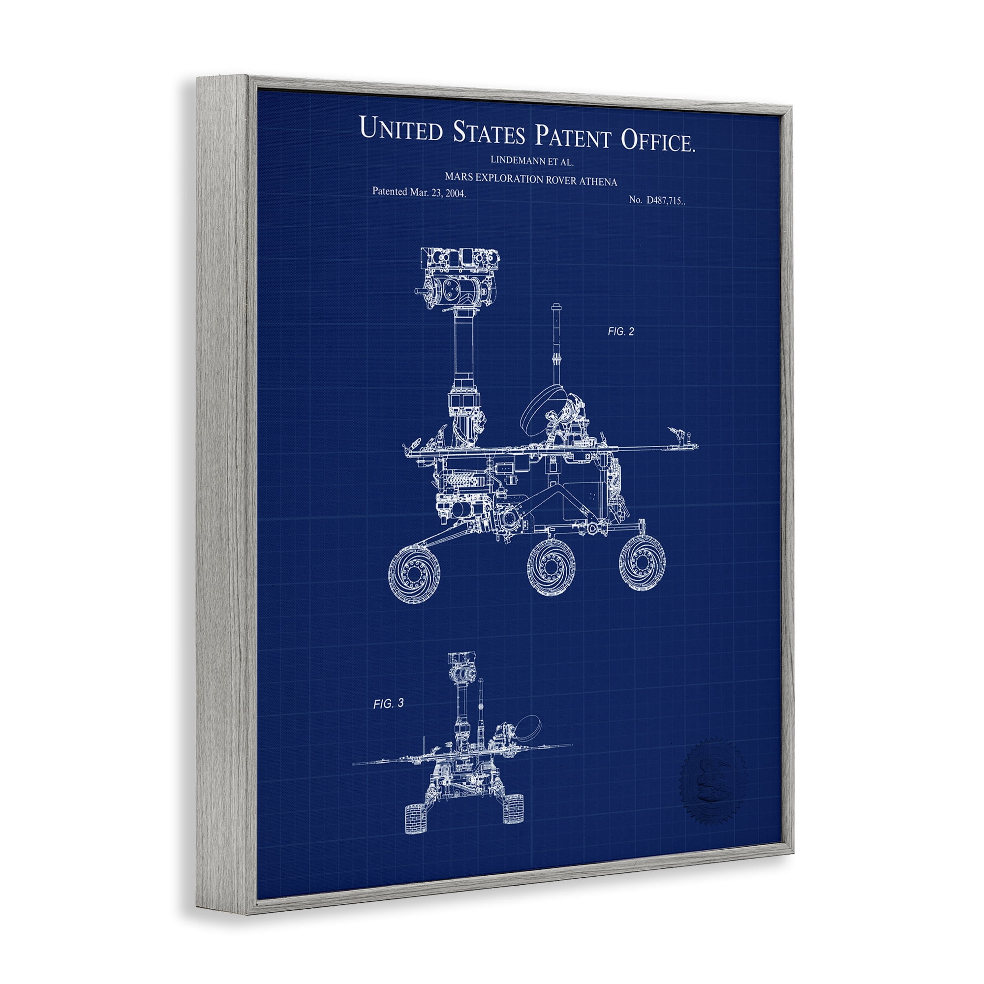 Stupell Industries Mars Exploration Blueprint Transportation Painting Gray Framed Art Print Wall Art, 16 x 20