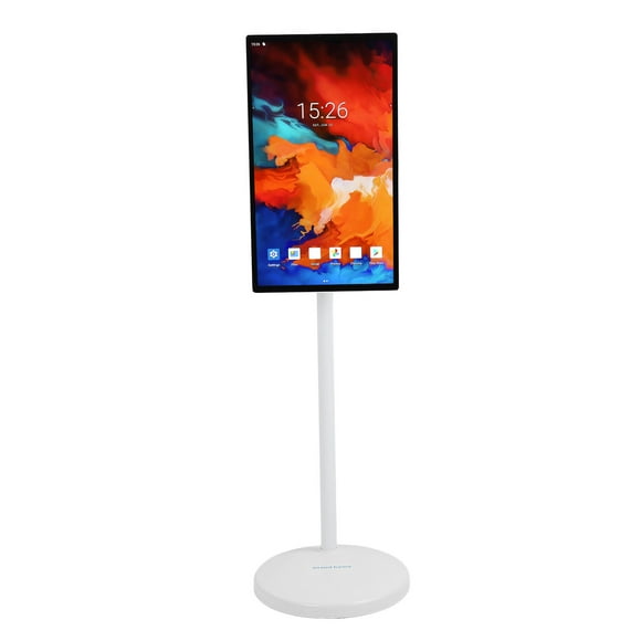 24 Inch Portable Monitor, Smart Touch Screen TV with Built in Battery, High Definition LCD Screen, Floor Standing Display Screen for Home