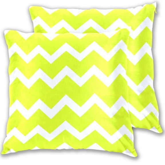 Bright Chevron Pattern 16x16in 2-Piece Cotton Fleece Throw Pillow Covers, Shrink Resistant, Hidden Zip