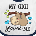 thumbnail image 4 of Inktastic My Gigi Loves Me with Sloth and Hearts Boys or Girls Baby Bib, 4 of 4