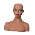 thumbnail image 2 of Cabezal realista de la cabeza del maniquí Cabezal de doble hombro Multipropósito Manikin Pequeño de peluca para aretes Joyas Collar Sombreros Estilo D, 2 of 8