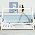 thumbnail image 2 of Miniyam Twin Floor Bed for Kids with House Frame, Guardrails and Lockable Door, White, 2 of 7