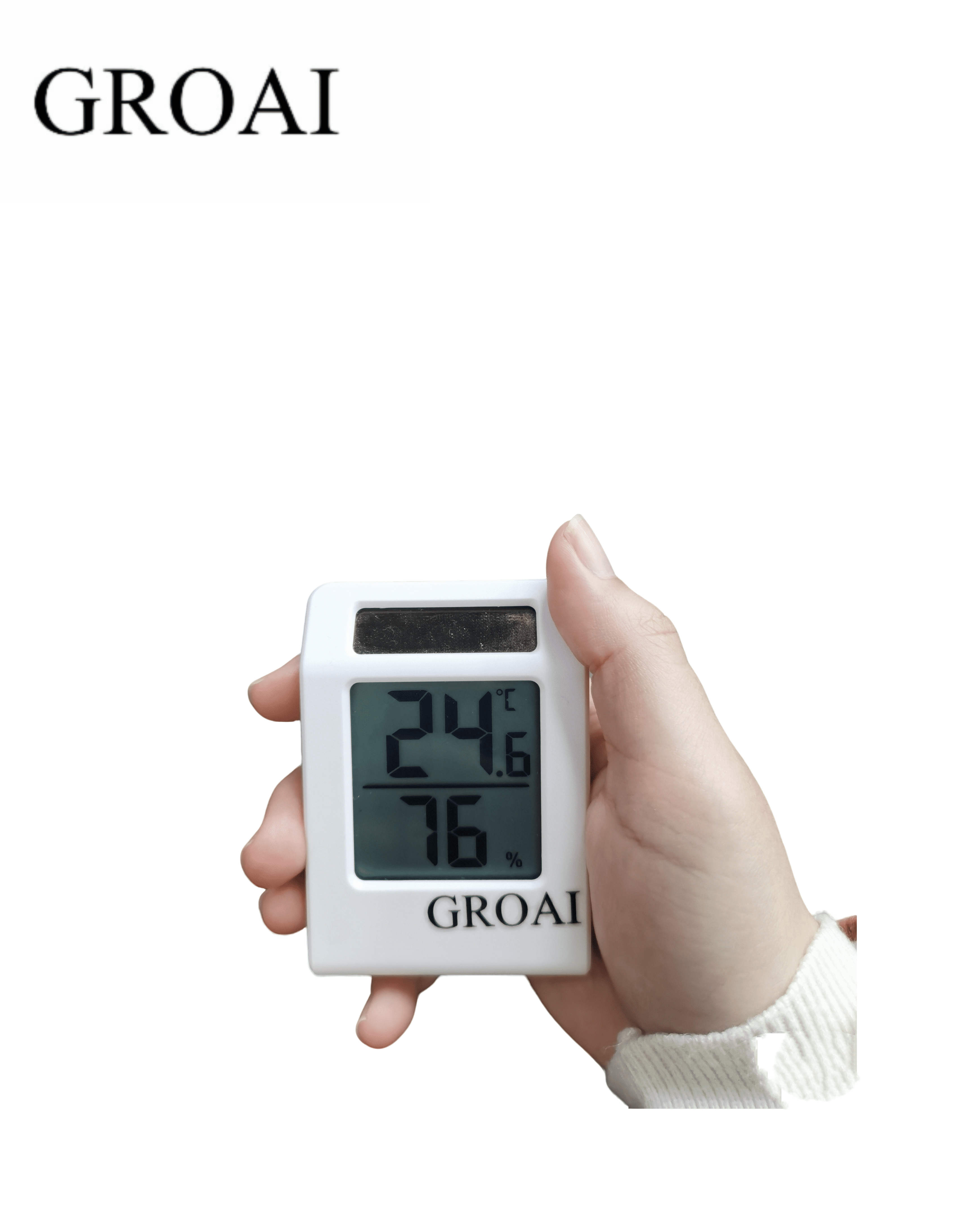 GROAI Thermo-hygrometers Indoor Digital Temperature and Humidity Monitor with Large LCD Display, Compact Desktop & Handheld Hygrometer for Home and Office