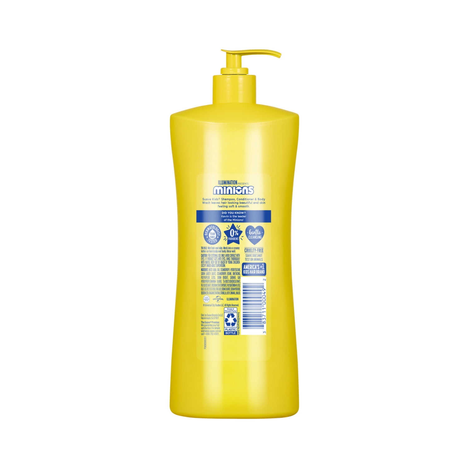 Suave Kids 3-in-1 Shampoo Conditioner & Body Wash, Minions, 28 fl oz with Pump