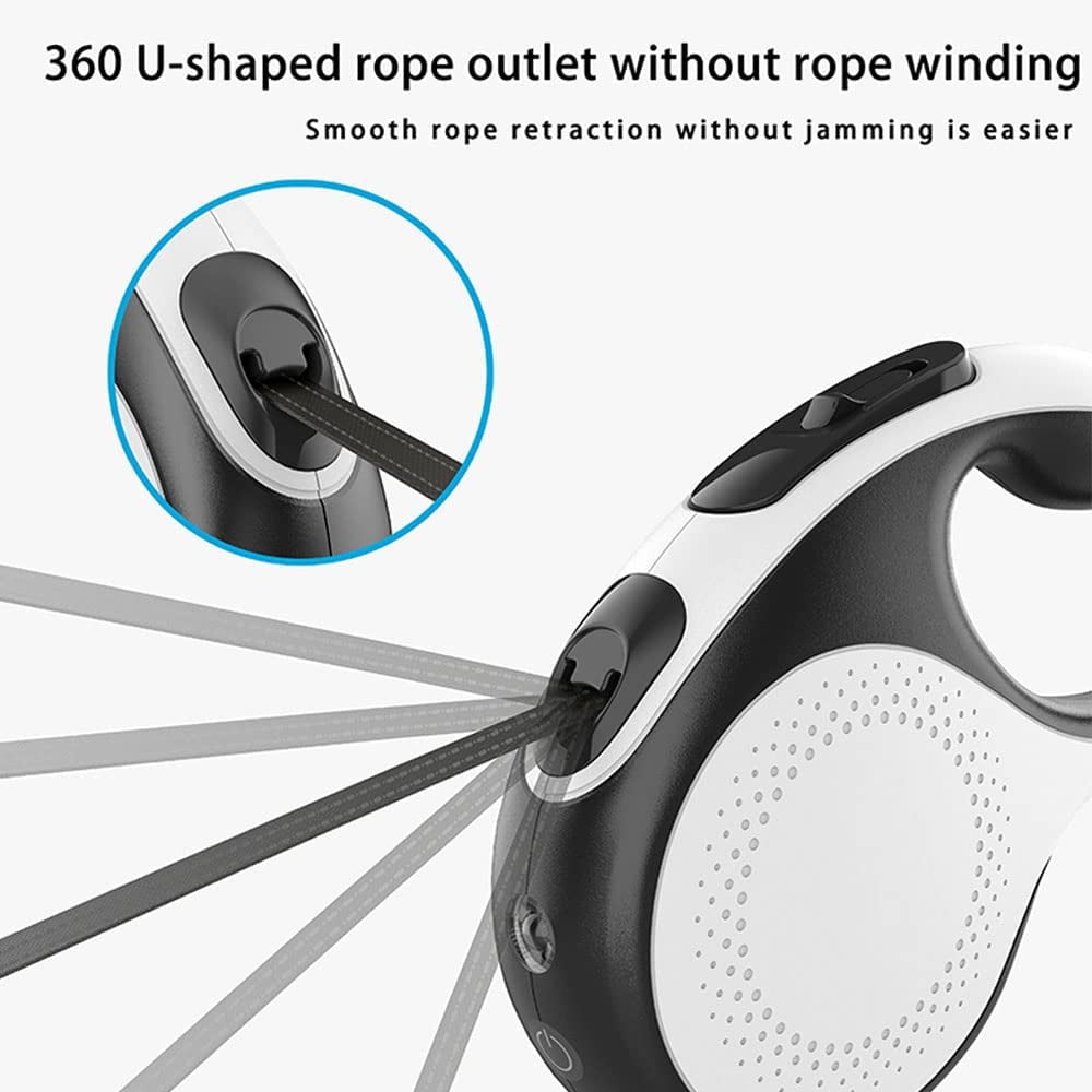 Retractable Dog Leash with Lighted Anti-Slip Handle 16.4ft Durable Strong Nylon Tape 360° Tangle-Free One-Hand Lock and Release Pet Dog Walking Leash for Small to Medium Dogs