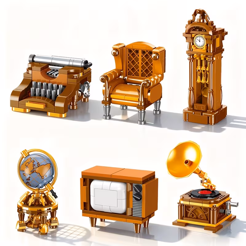 GZBricker Retro Furniture Building Set Compatible with Lego Model Home Decor for Adults (Typewriter)