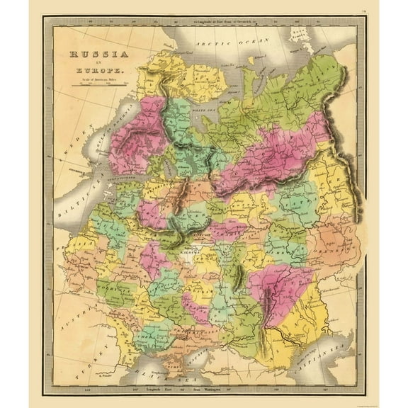 Historic Map - Russia European  - Vintage Wall Art