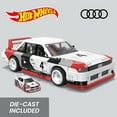 thumbnail image 3 of MEGA Hot Wheels Collectible Car Building Toy, 973 Brick Pieces, 1:15 Scale, Audi 90 Quattro IMSA GTO, with Die Cast Model, 3 of 7