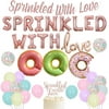 Donut Baby Sprinkle Decorations for Girls Baby Shower Party Supplies with Sprinkled With Love Rose Gold Balloon Banner Cake Topper, Donut Gender Reveal