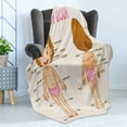 thumbnail image 4 of Educational Soft Flannel Fleece Throw Blanket, Little Cartoon Girl Children Body Parts School Science Class, Cozy Plush for Indoor and Outdoor Use, 70" x 90", Pale Pink Brown Cream, by Ambesonne, 4 of 5