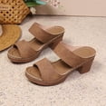 thumbnail image 2 of Xucatan Women's Snake Print Block Heel Mules, Double Strap Open Toe Slides with Faux Leather, Textured Chunky Heel Sandals, Versatile Summer Office Footwear Gift, 2 of 9