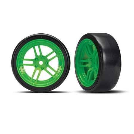 Tires and wheels, assembled, glued (split-spoke green wheels, 1.9' Drift tires) (Best Front Tires For Drifting)