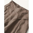 thumbnail image 3 of Women' s Culottes Linen Blend Wide Leg Pants Casual Capri Pants Cropped Pants Elastic Waist Palazzo, 3 of 5