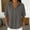 Gray, variant on Women's Peter Pan Pearl Button Short Sleeve Linen Shirt, Relax Curved Hem Casual Summer Office Blouse Gray XXL