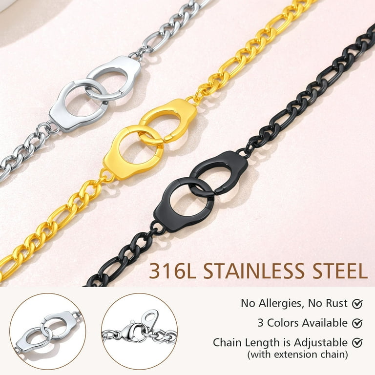 FindChic Black Handcuff Anklets for Women Partners in Crime