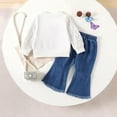thumbnail image 6 of Xyant Toddler Baby Girl Clothes Fall Winter Outfits Gifts Sweatshirt Bell Bottom Jeans Pants (White,12-18 Months), 6 of 7