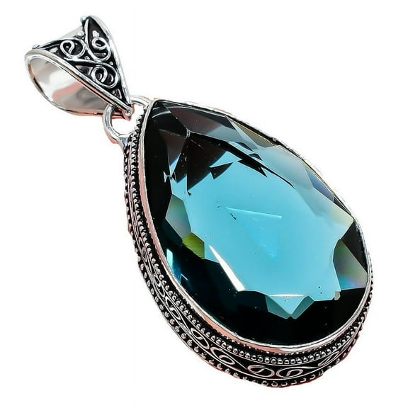 Indicolite Tourmaline Gemstone 925 Sterling Silver Jewelry Pendant 2.17" AH-835