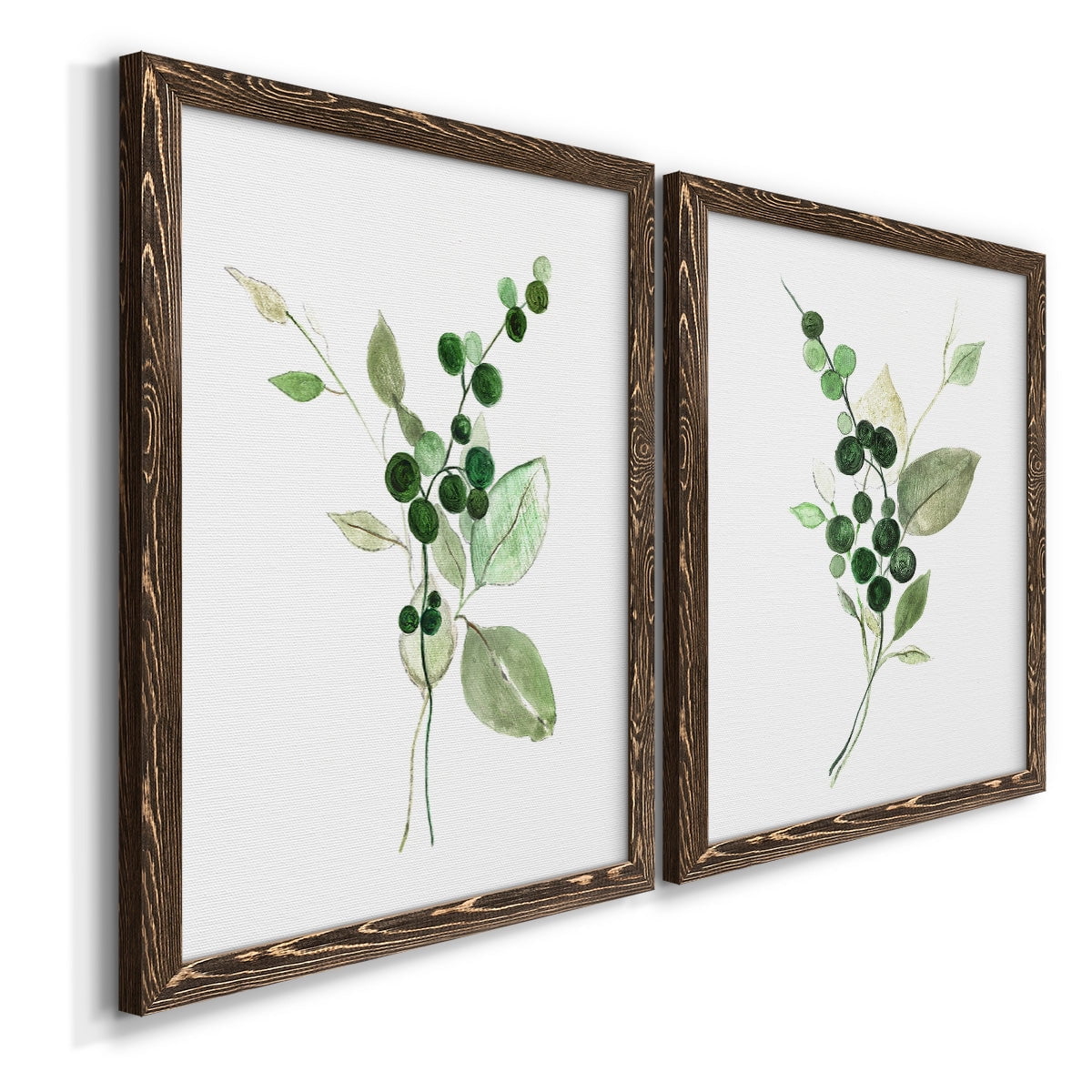Sprigs in Green I - Premium Framed Canvas 2 Piece Set - Ready to Hang