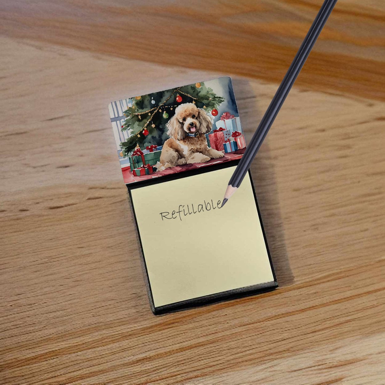 Poodle Cozy Christmas Sticky Note Holder 3.25 in x 5.25 in