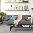 thumbnail image 2 of Vineego Modern Faux Leather Convertible Folding Futon Sofa Bed with 2 Cup Holders, Gray, 2 of 3