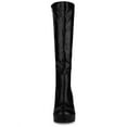 thumbnail image 6 of BLISSFUL STEP Women's Knee High Boots Platform Block Heels Round Toe Zip Boots Black 7, 6 of 7