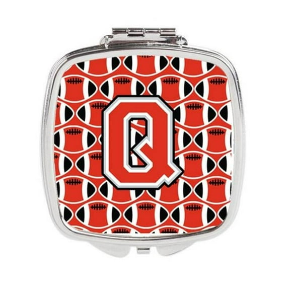 Letter Q Football Scarlet & Grey Compact Mirror - Scarlet & Grey - 3in. H x 0.3in. W x 2.75in. L