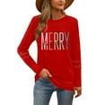 thumbnail image 5 of HOMBOM Tops for Women Christmas Fall Dressy Casual Plus Size Long Sleeve Red Santa Crewneck Xmas Females Tee Shirts, 5 of 9