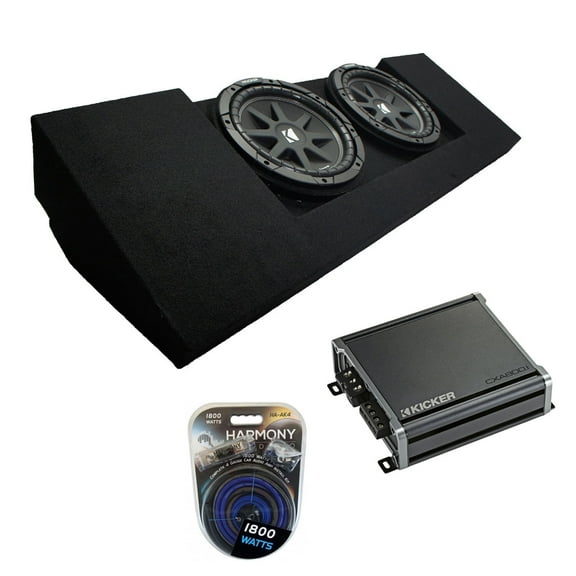 2015-2025 GMC Canyon Crew Cab Truck Dual 10" Kicker 43C104 Sub Box & CXA800.1 Amp