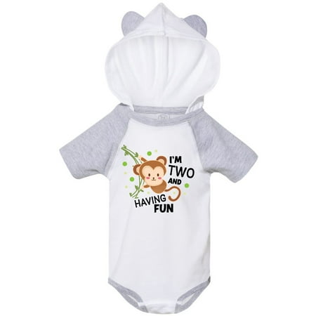 

Inktastic I m Two and Having Fun with Monkey Gift Baby Boy or Baby Girl Bodysuit